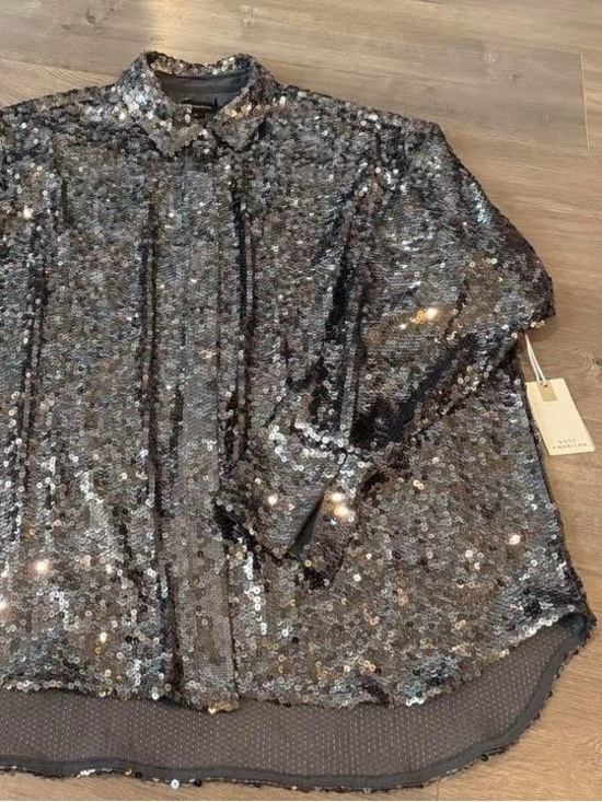 Anthropologie Tops - Anthropologie Good American Sequin Party Buttondown Shirt